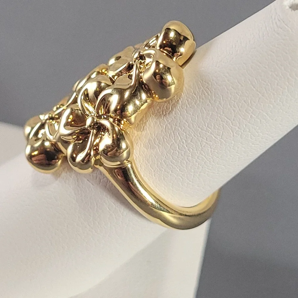 Milor Italy Gold 14K Electroform Ring Womens Size 6 Flower Floral Cluster Chunky